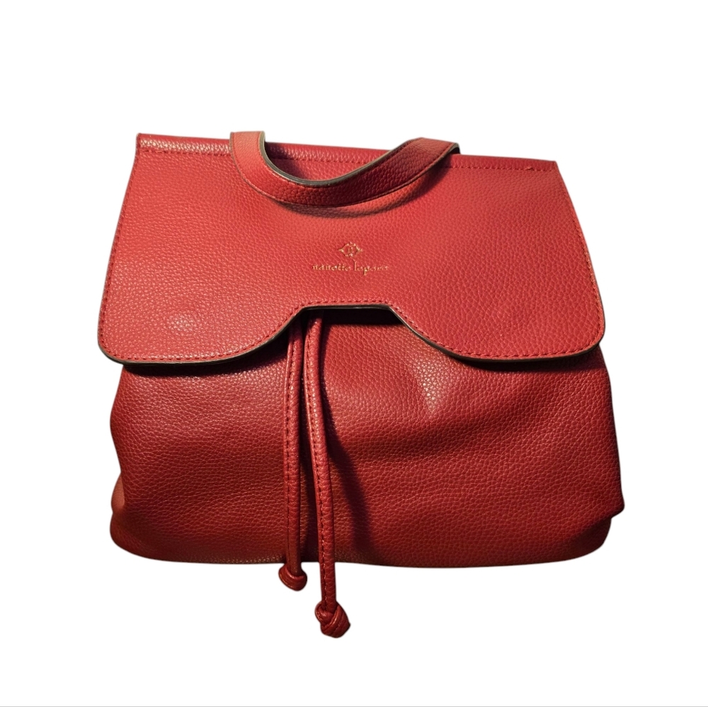 Nanette Lepore Red Leather Drawstring Backpack